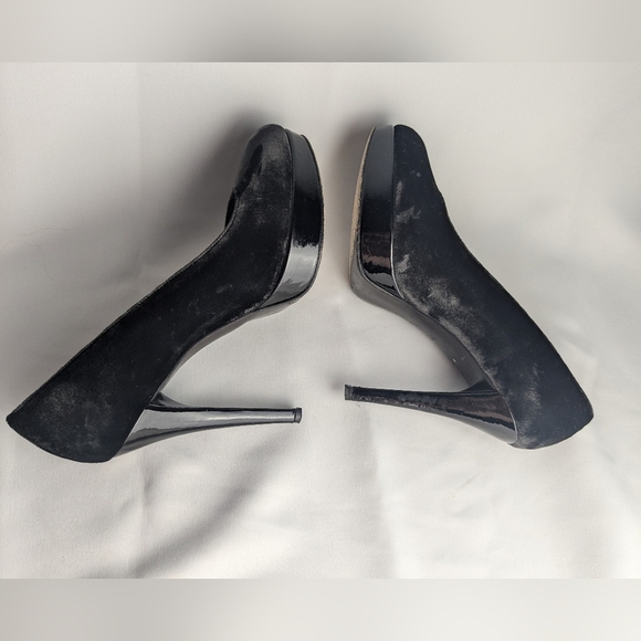 STUART WEITZMAN Black Velvet Platform Heel Formal Women Shoes Size 7 - Picture 7 of 10